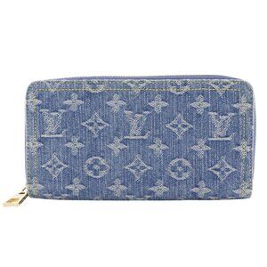LOUIS VUITTON Zippy wallet Purse M82958 Blue Monogram denim unisex
